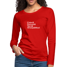 Load image into Gallery viewer, Fiber Festival - Women&#39;s Premium Long Sleeve T-Shirt - red