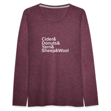 Load image into Gallery viewer, Fiber Festival - Women&#39;s Premium Long Sleeve T-Shirt - heather burgundy