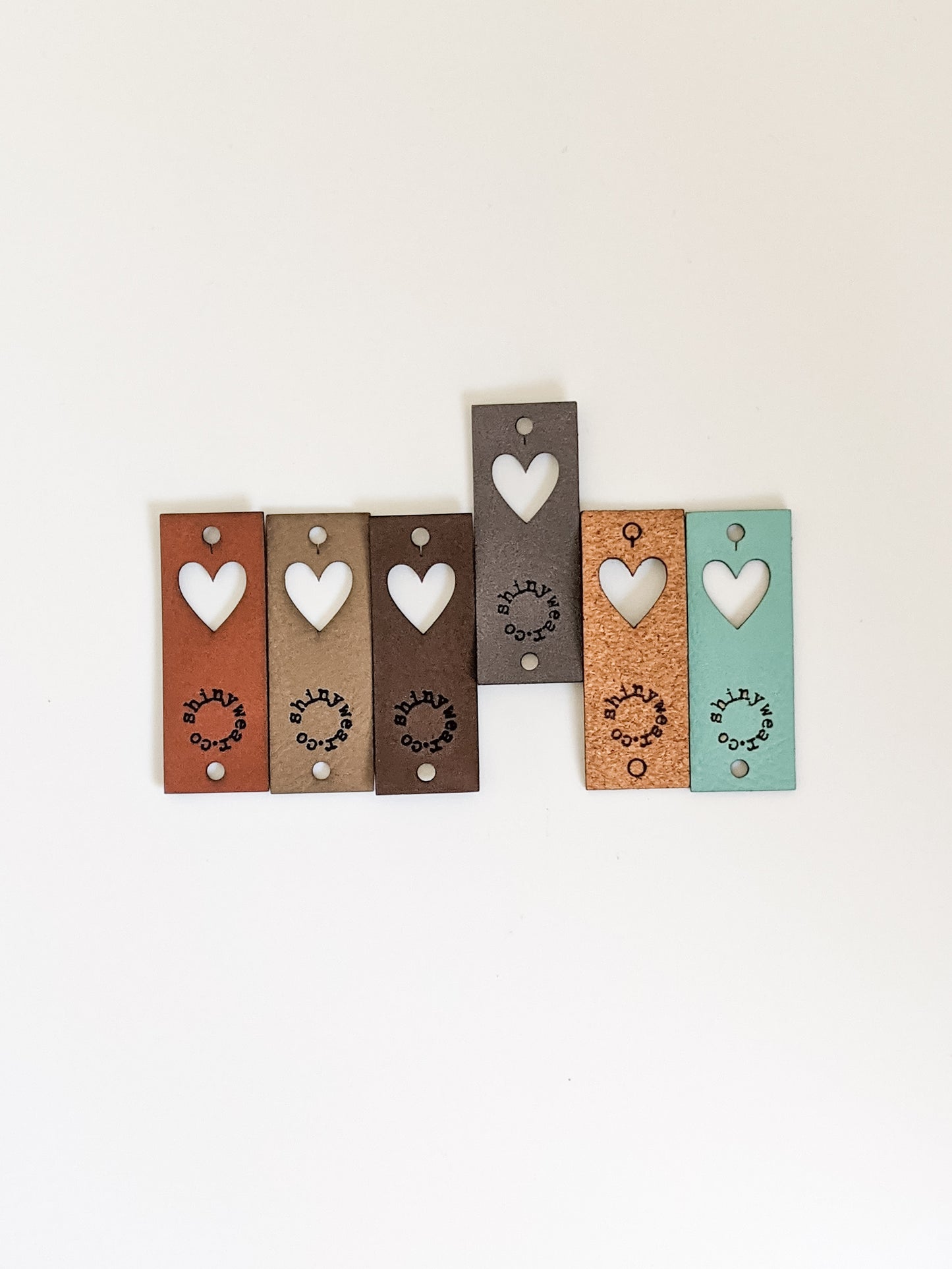 Heart cutout no-sew leatherette tag